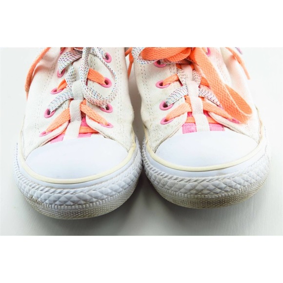 Converse‎ All Star Girls Shoes Size 2 M Off White Low top Fabric - Picture 2 of 7